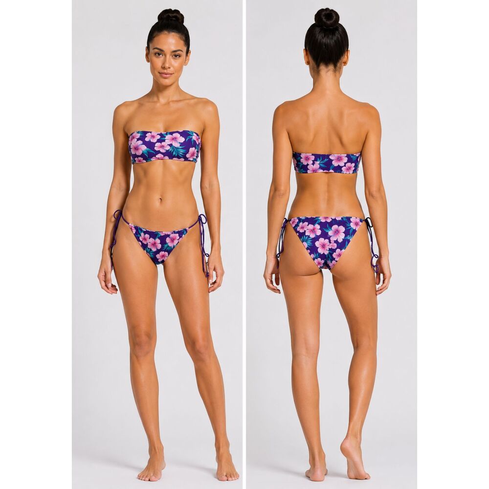 Frankie’s Bikinis Hibiscus Bikini Set Purple L